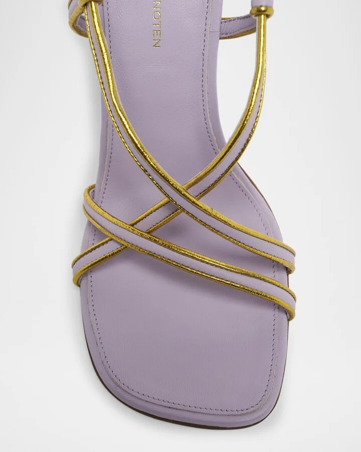 Strappy Curved-Heel Leather Sandals - Image 6