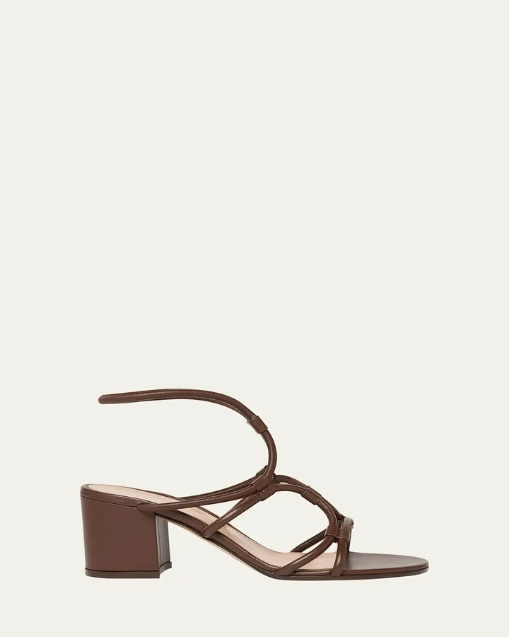 Strappy Leather Block-Heel Sandals