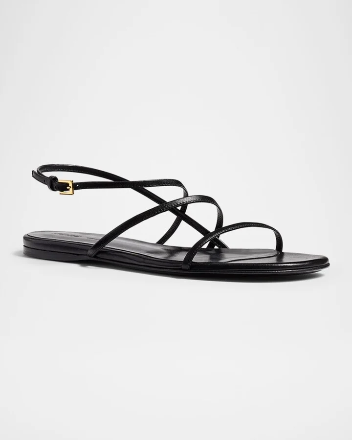 Strappy Leather Flat Sandals - Image 4