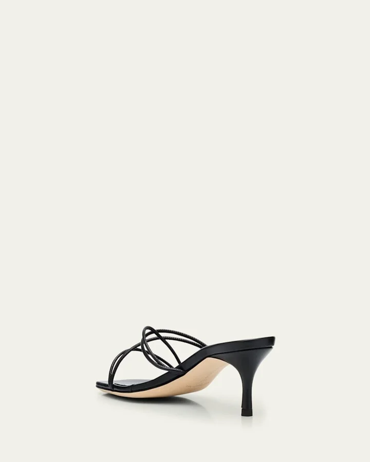 Strappy Leather Kitten-Heel Mule Sandals - Image 2