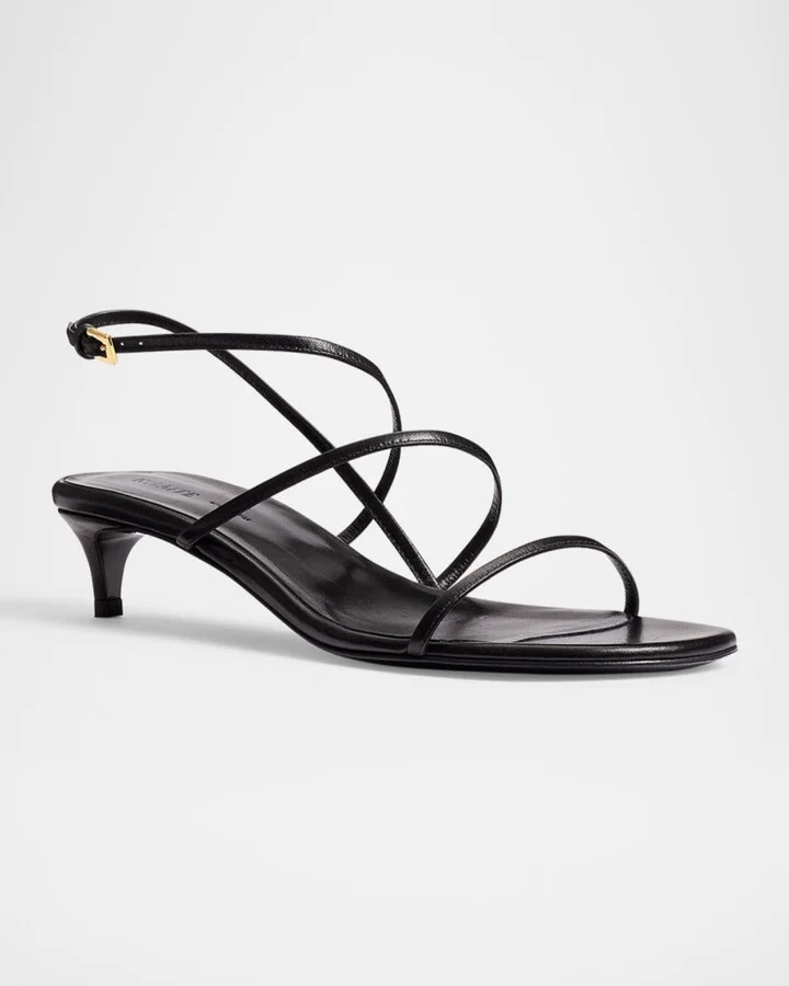 Strappy Leather Kitten-Heel Sandals - Image 4