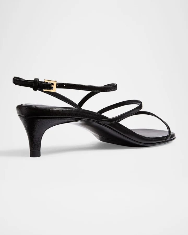 Strappy Leather Kitten-Heel Sandals - Image 7