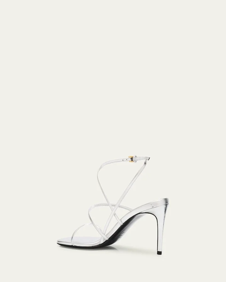 Strappy Metallic Ankle-Strap Sandals - Image 7