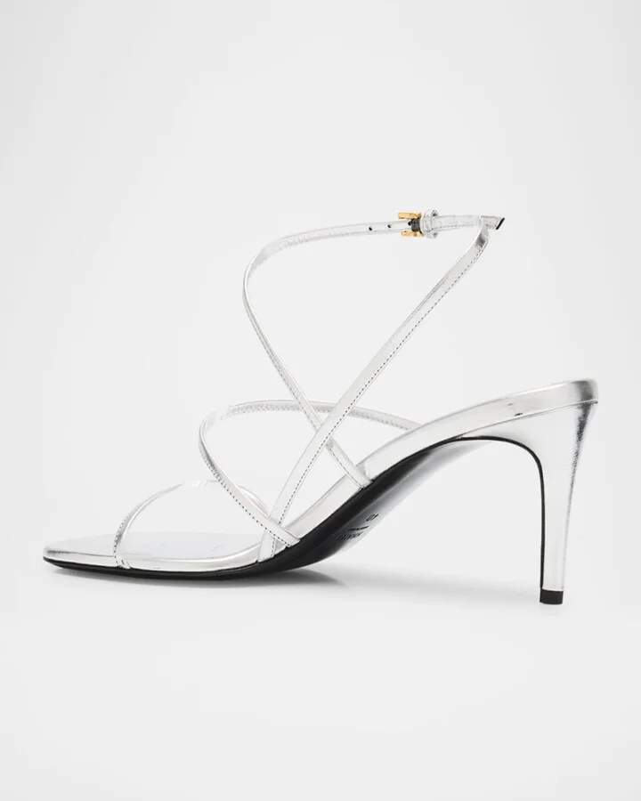 Strappy Metallic Ankle-Strap Sandals - Image 2