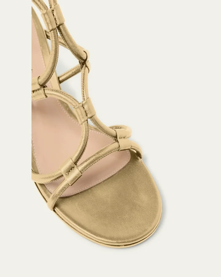 Strappy Metallic Block-Heel Sandals - Image 4