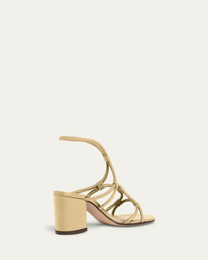 Strappy Metallic Block-Heel Sandals - Image 5