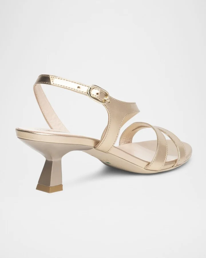 Strappy Metallic Kitten-Heel Sandals - Image 3