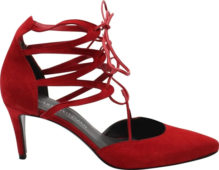 Strappy Pumps in Red Suede