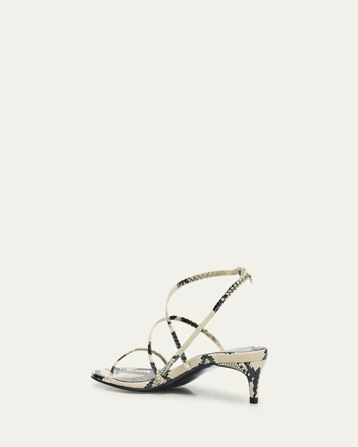 Strappy Python-Embossed Kitten Sandals - Image 4