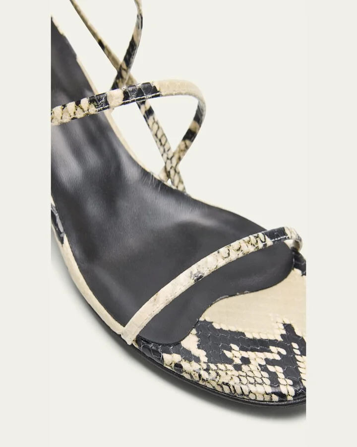 Strappy Python-Embossed Kitten Sandals - Image 6