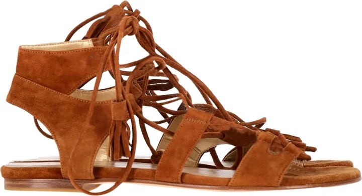 Strappy Sandals in Brown Suede