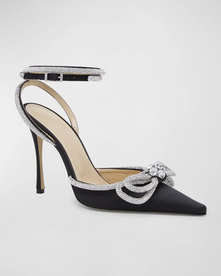 Strass Bow Double Ankle-Strap Pumps - Image 6