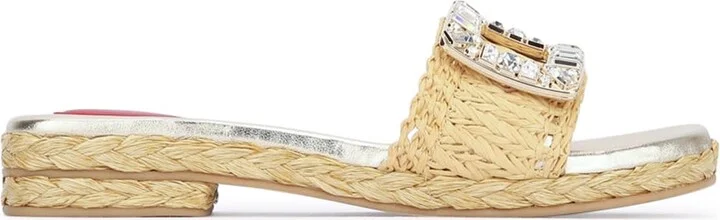 Strass Buckle Raffia Espa Mule 25