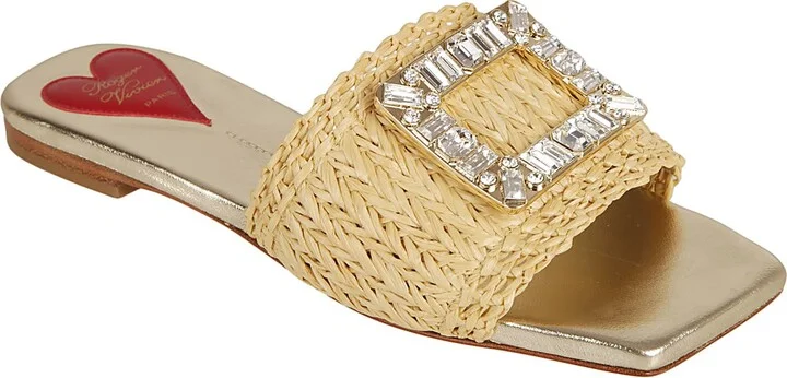 Strass Buckle Rafia Mules - Image 2