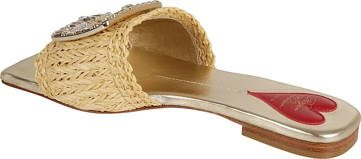 Strass Buckle Rafia Mules - Image 3