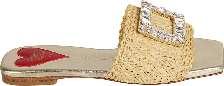 Strass Buckle Rafia Mules
