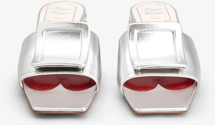 Strass Heel Flat Mules in Nappa Leather - Image 2