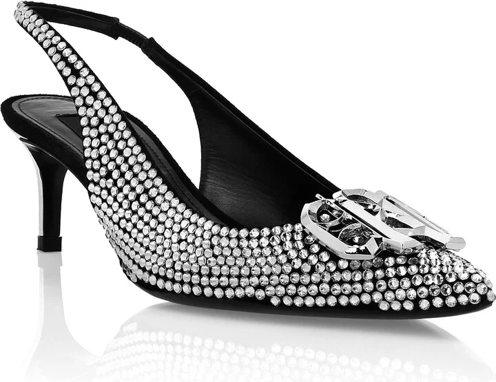 Strass Low Plein Heels Slingback Gothic Plein