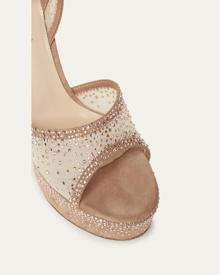 Strass Organza Ankle-Strap Platform Sandals - Image 2