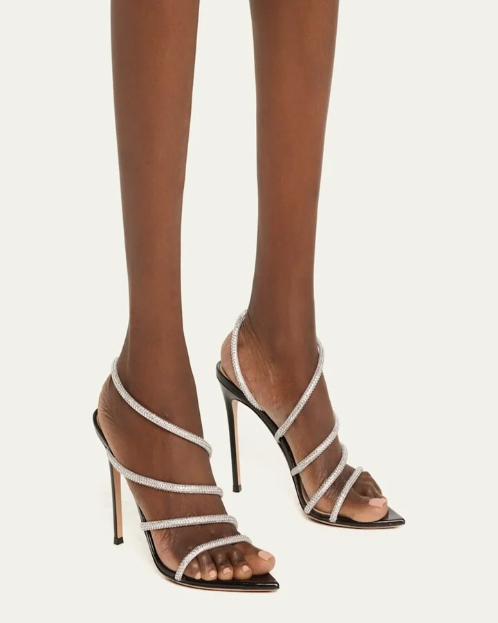 Strass Patent Strappy Cocktail Sandals - Image 2