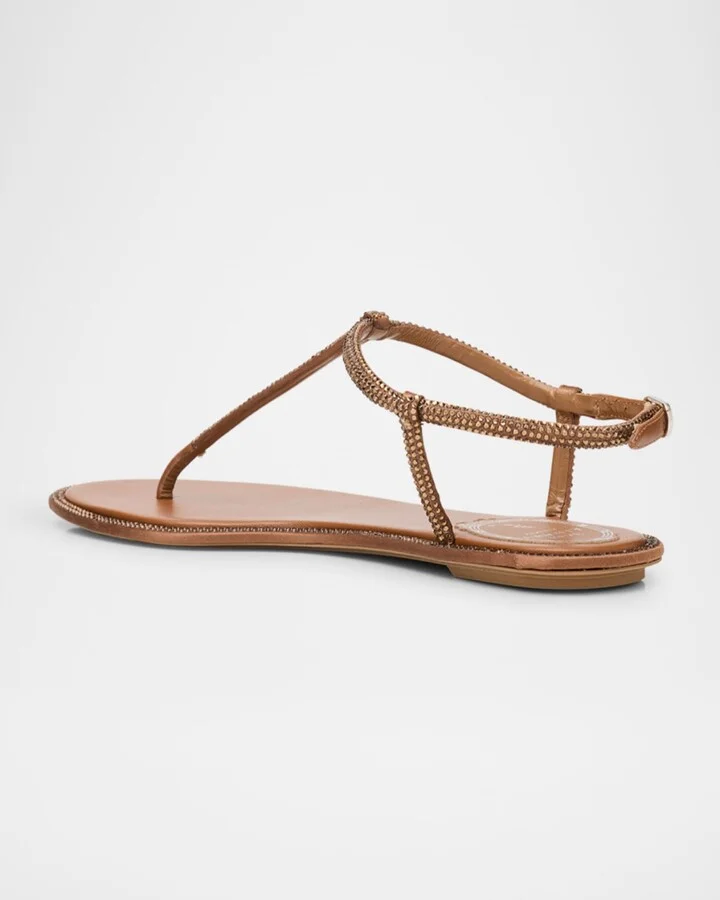 Strass Satin T-Strap Thong Sandals - Image 2