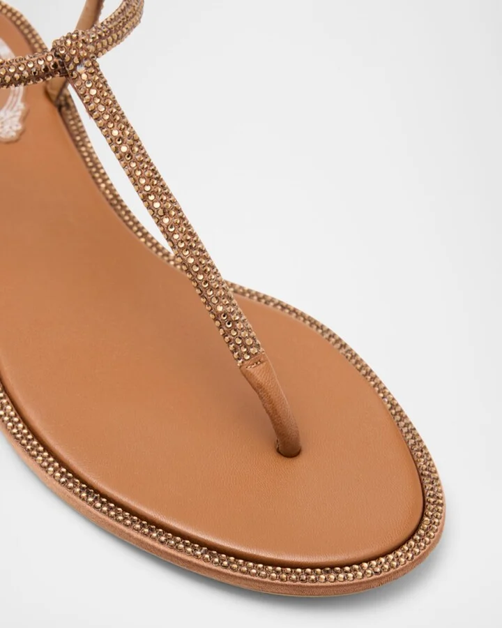 Strass Satin T-Strap Thong Sandals - Image 3