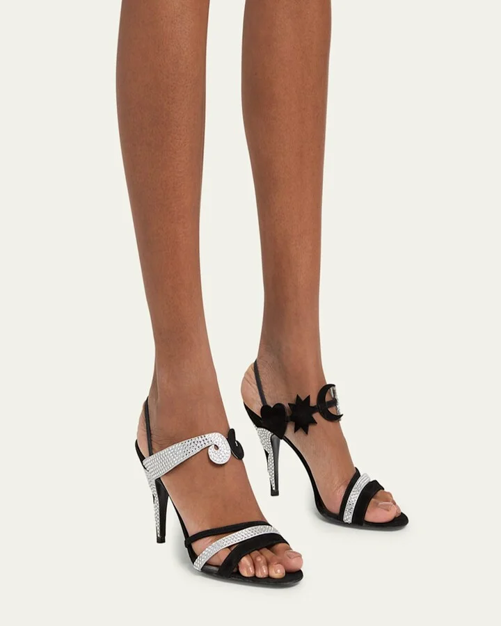Strass Suede Cosmos Slingback Sandals - Image 3
