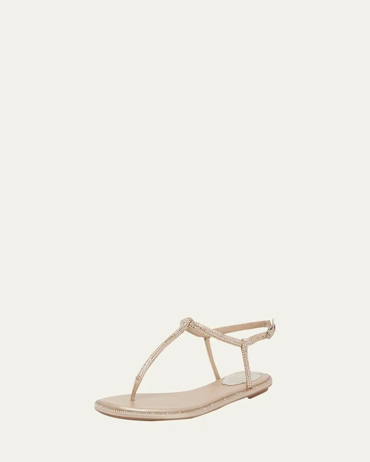 Strass T-Strap Thong Sandals - Image 10