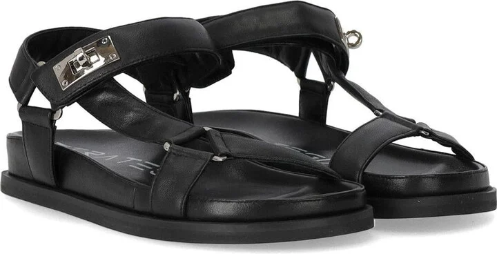 Strategia Black Flat Sandal - Image 2