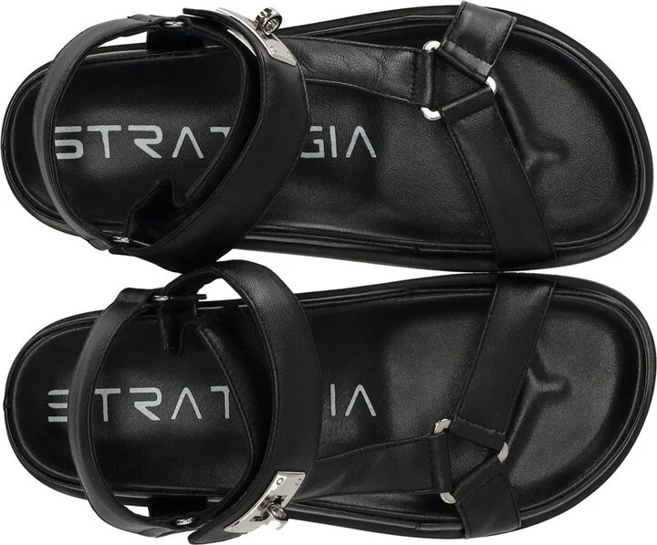 Strategia Black Flat Sandal - Image 5
