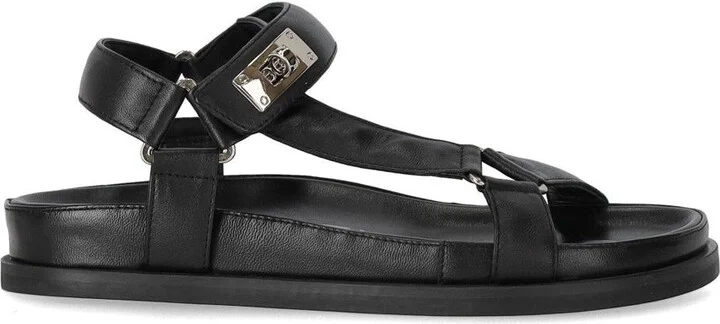 Strategia Black Flat Sandal