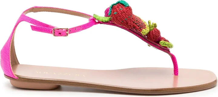 Strawberry Punch woven-embellished sandals