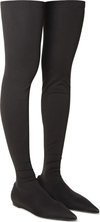 Stretch Boots In Black Leather Blend - Image 2