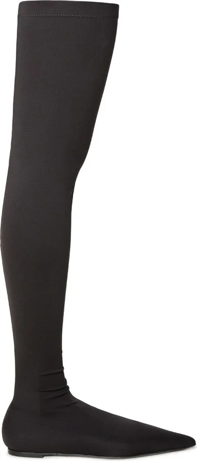 Stretch Boots In Black Leather Blend