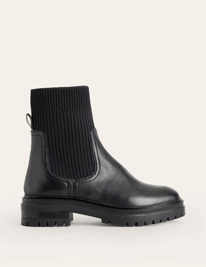 Stretch Chelsea Ankle Boots, Black Leather - Image 2