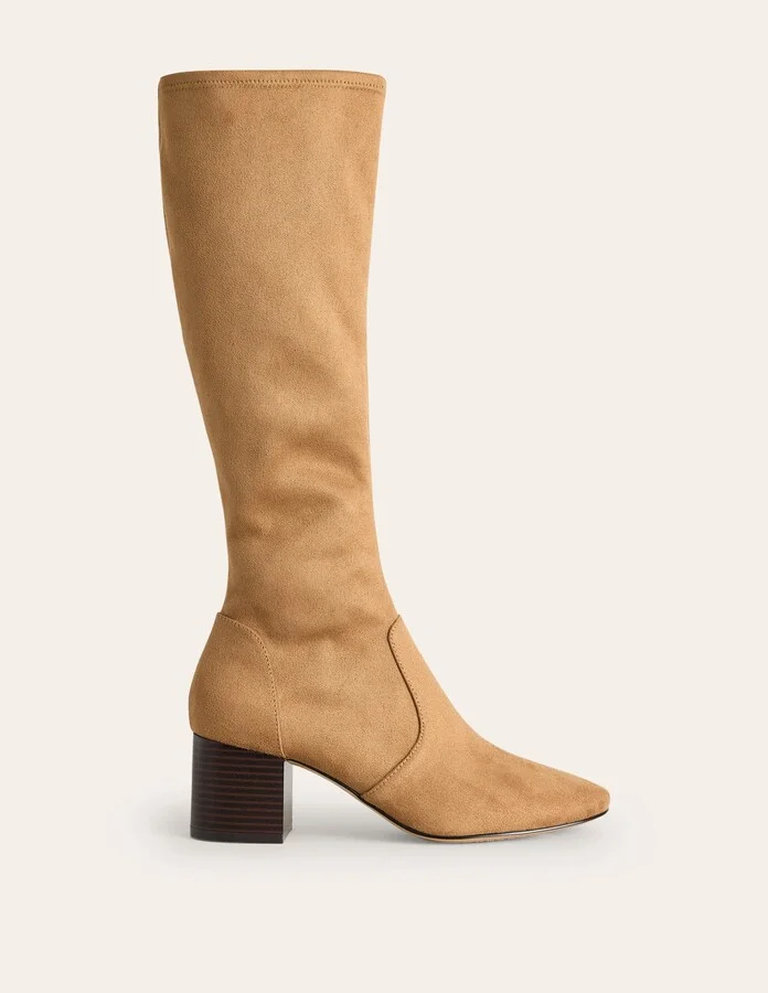 Stretch Knee Heel Boots, Acorn