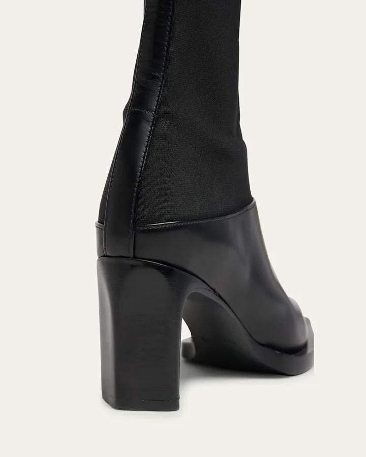 Stretch Leather Ankle Booties - Image 2