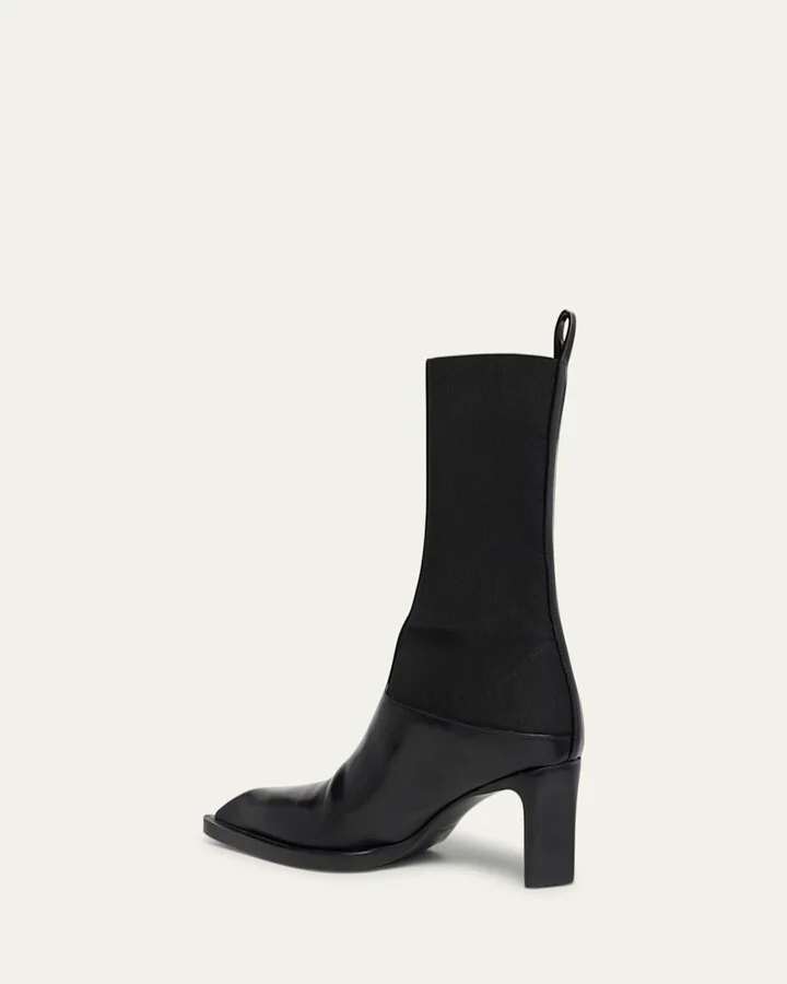 Stretch Leather Ankle Booties - Image 5