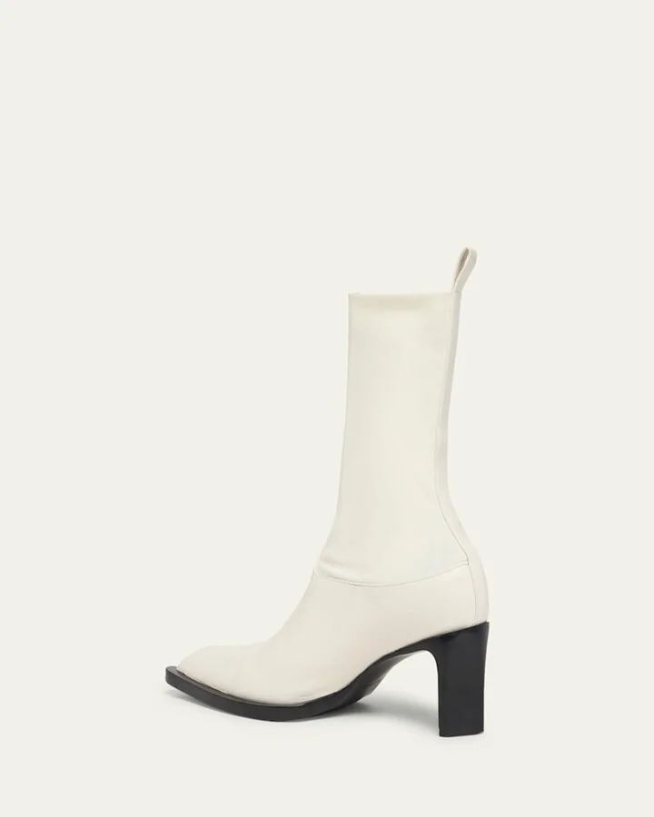 Stretch Leather Ankle Booties - Image 2