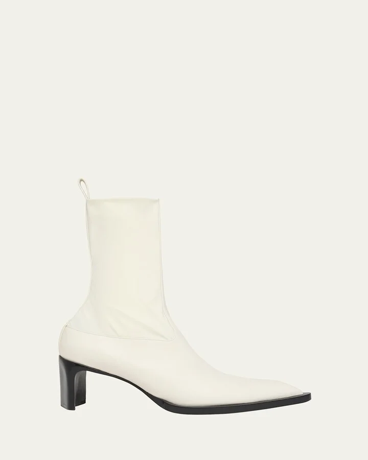 Stretch Leather Ankle Booties