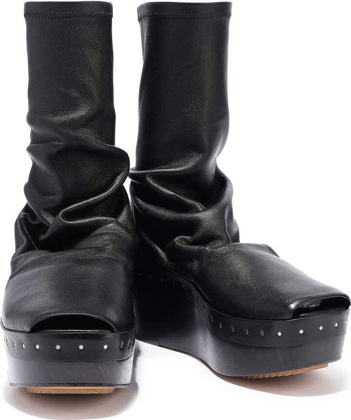 Stretch-leather platform sock boots - Image 2