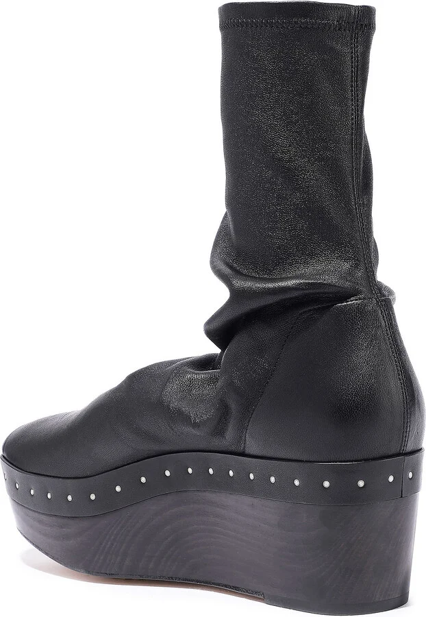Stretch-leather platform sock boots - Image 3