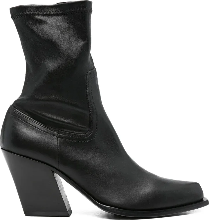 Stretch-Leather Pointed-Toe Boots