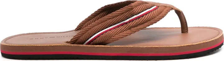 Stripe-Detail Flip Flops