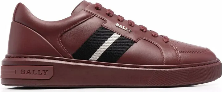Stripe-Embellished Leather Sneakers