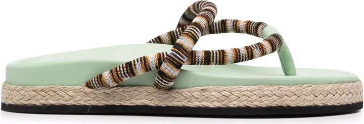 Stripe-Strap Flip-Flop Sandals