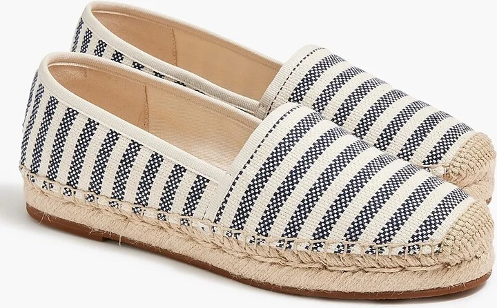 Striped canvas espadrille slip-on flats