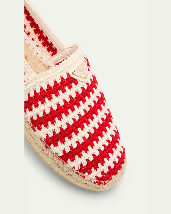 Striped Cotton Crochet Espadrilles - Image 2