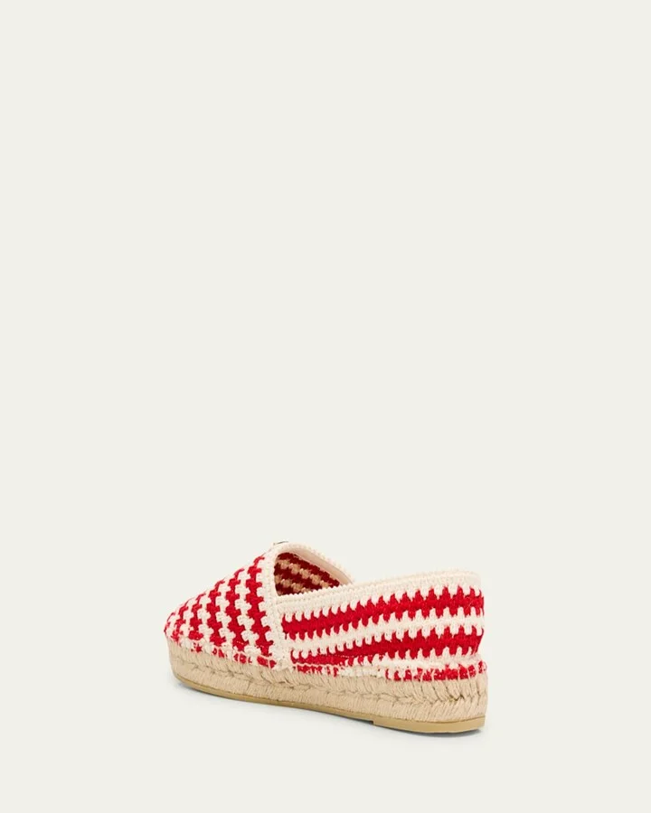 Striped Cotton Crochet Espadrilles - Image 5