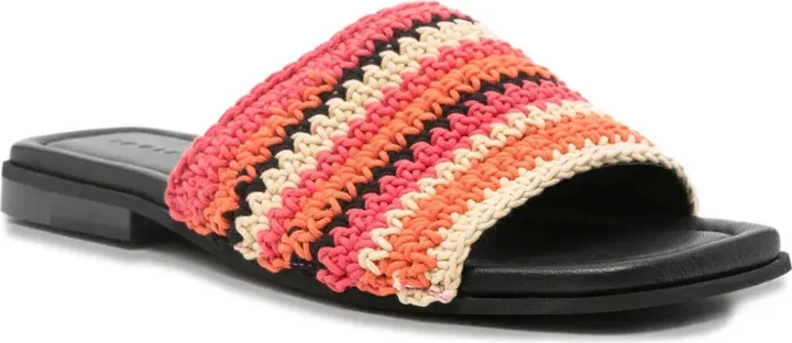Striped Crochet Flat Sandals - Image 2